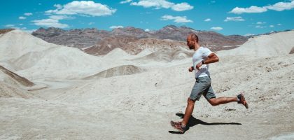 a man running in the desert
