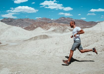 a man running in the desert